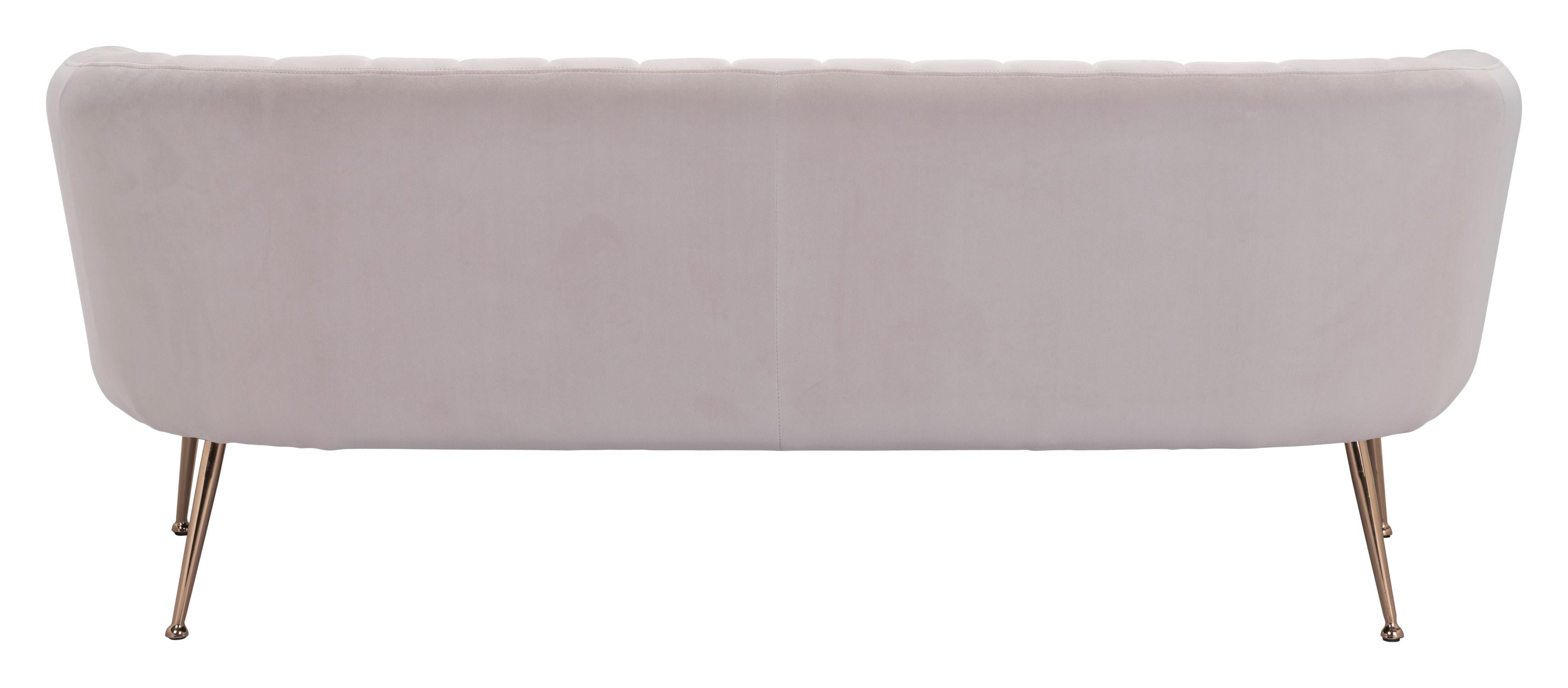 Zuo Modern Deco Sofa in Beige/Grey, Beige, Sofas, Plywood, Polyester, Steel, Curved, 4 Legs, Indoor