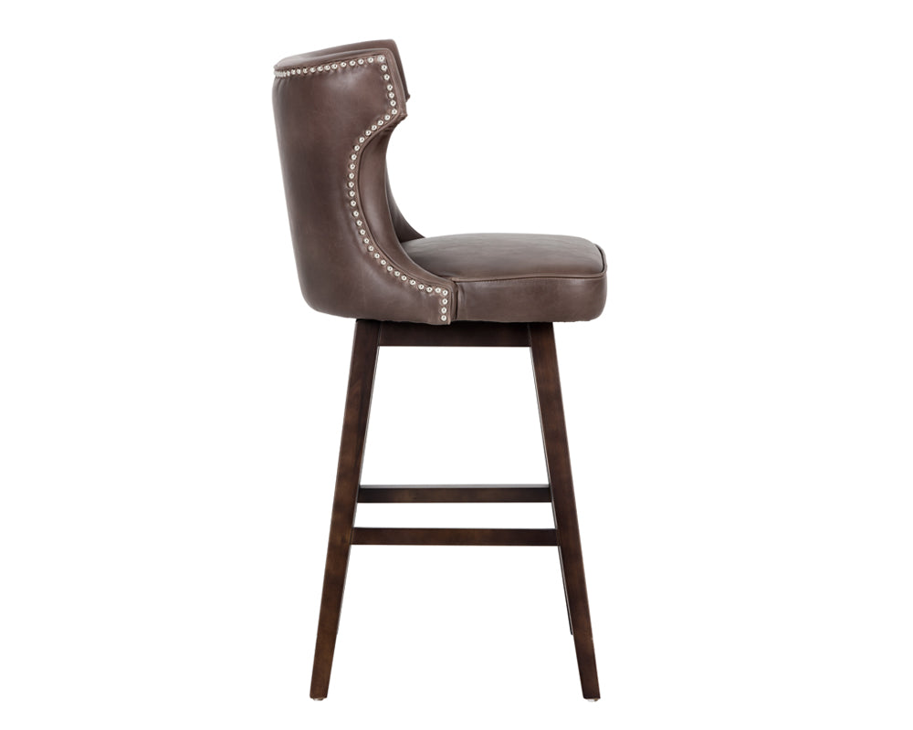 Sunpan Neville Swivel Barstool - Havana Dark Brown/Tobacco Tan