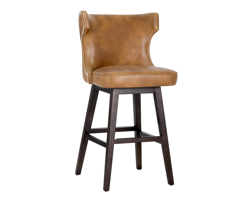 Sunpan Neville Swivel Barstool - Havana Dark Brown/Tobacco Tan