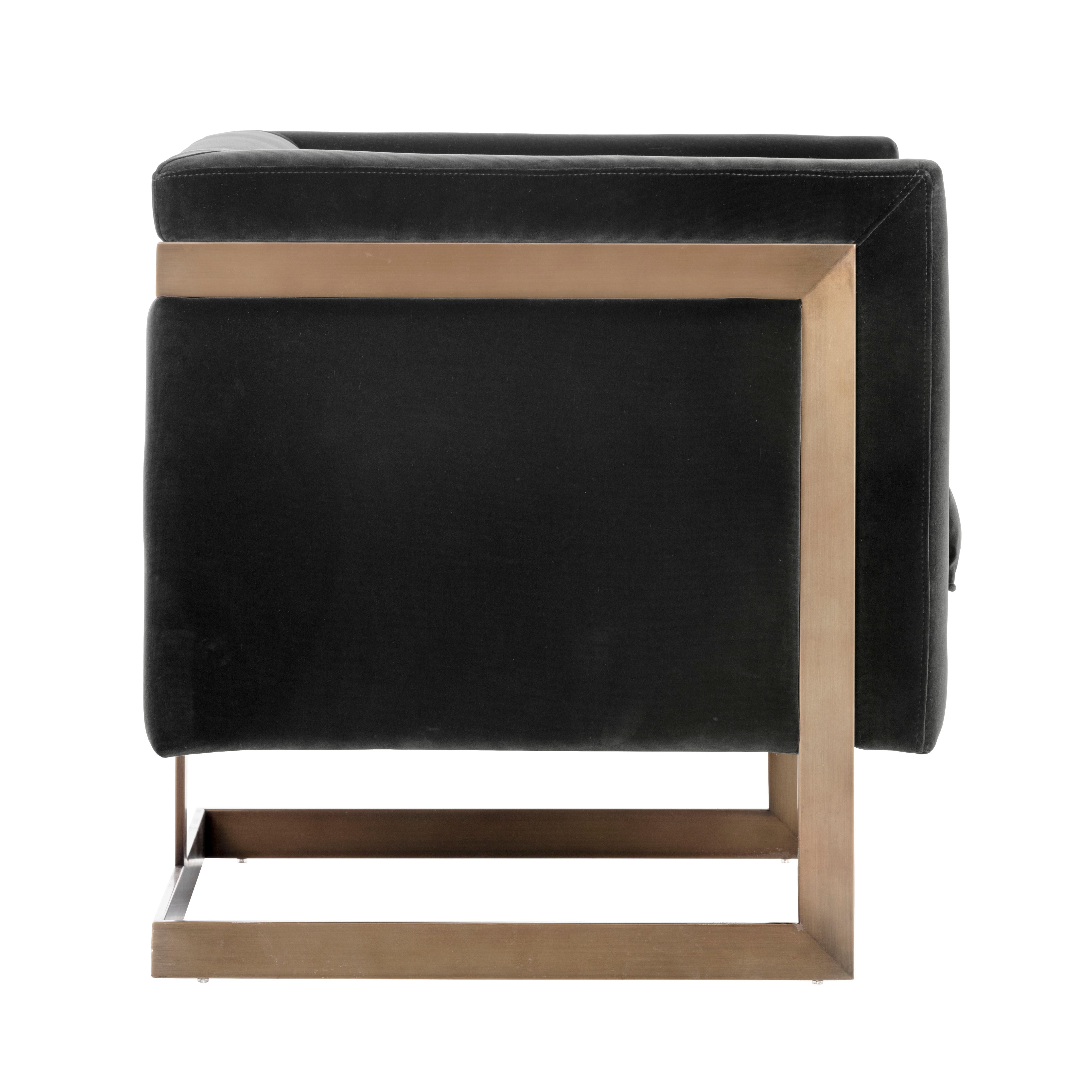 SUNPAN Soho Armchair in Giotto Shale Grey and Antique Brass Frame