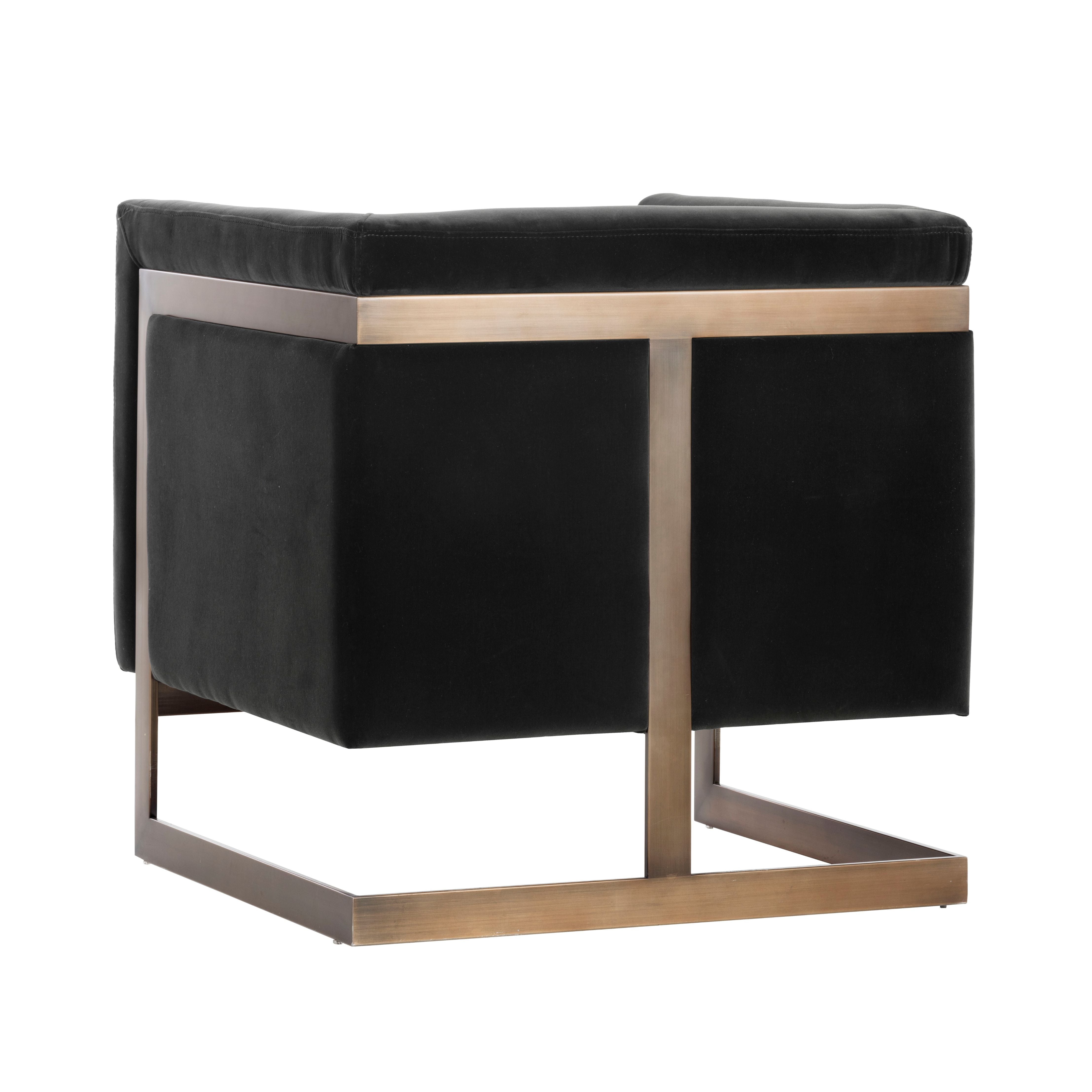 SUNPAN Soho Armchair in Giotto Shale Grey and Antique Brass Frame