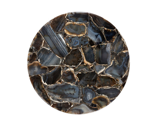 Sunpan Tillie End Table With Stainless Steel Frame in Black Agate Stone