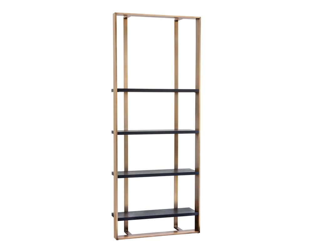 Sunpan Dalton Bookcase - Antique Brass - Black