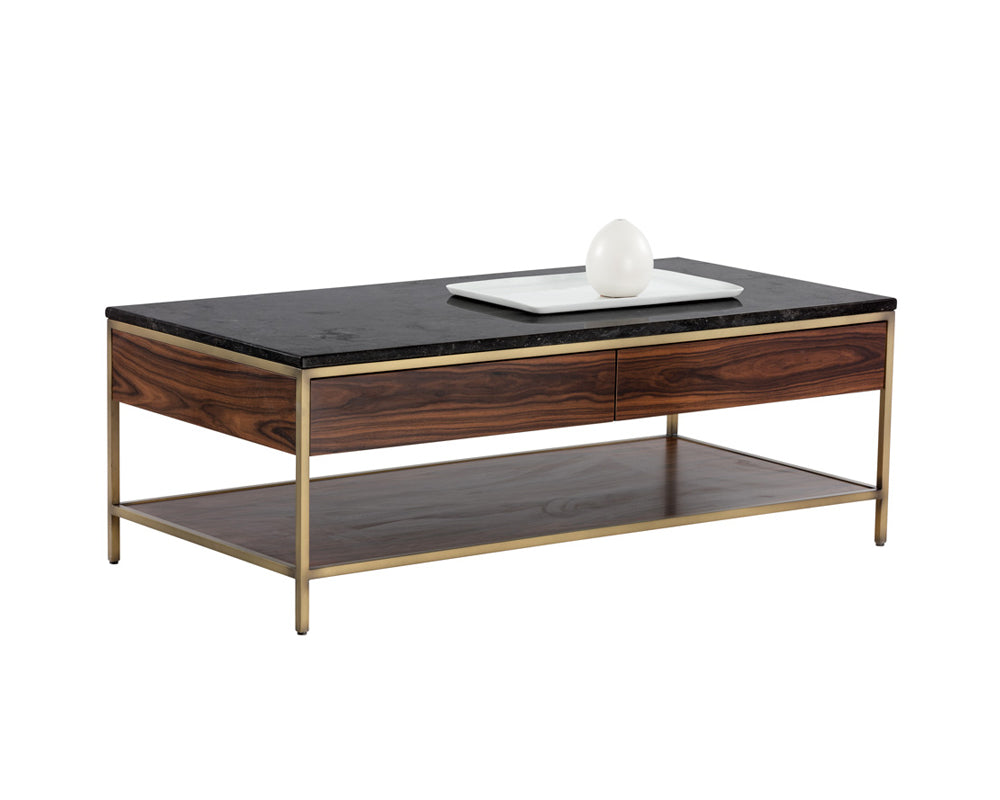 Sunpan Stamos Coffee Table - Gold - Zebra Brown