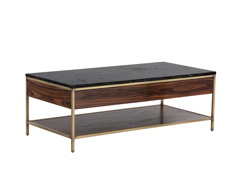 Sunpan Stamos Coffee Table - Gold - Zebra Brown