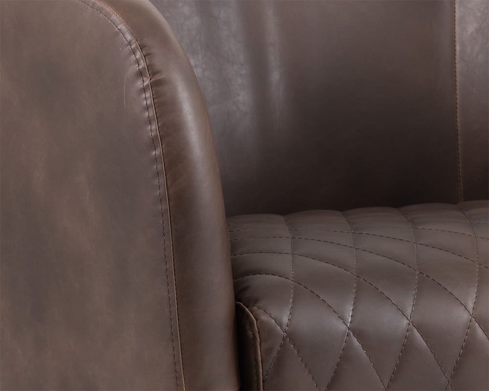 Sunpan Dax Swivel Lounge Chair in Coal Black / Havana Dark Brown