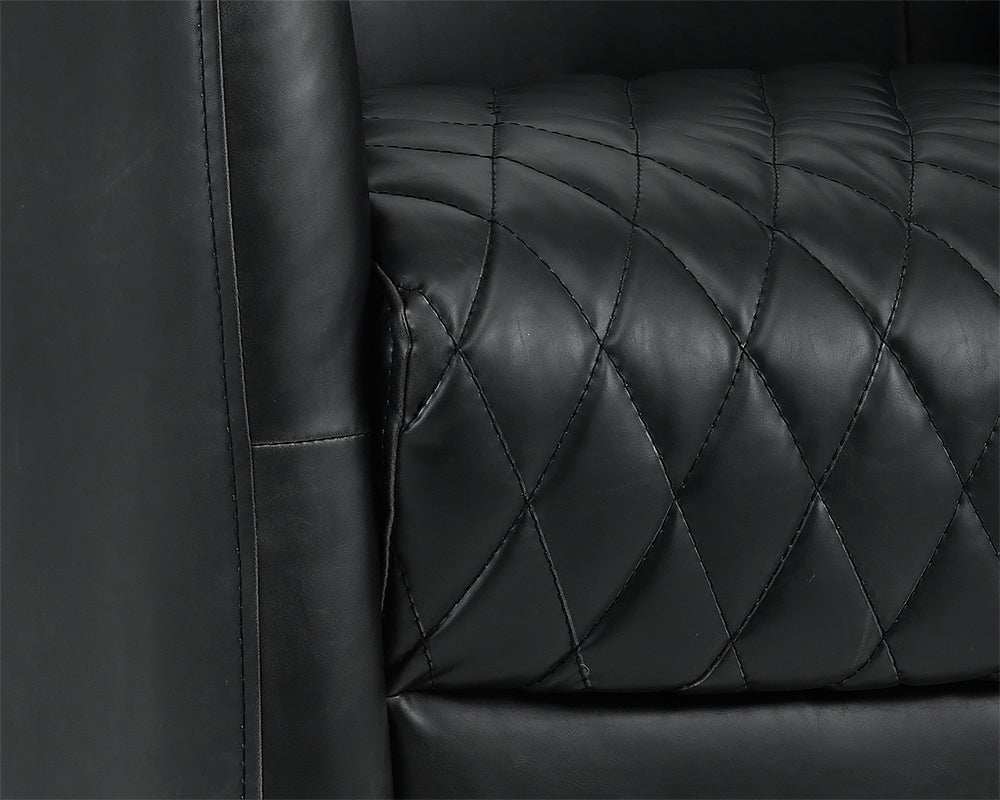 Sunpan Dax Swivel Lounge Chair in Coal Black / Havana Dark Brown