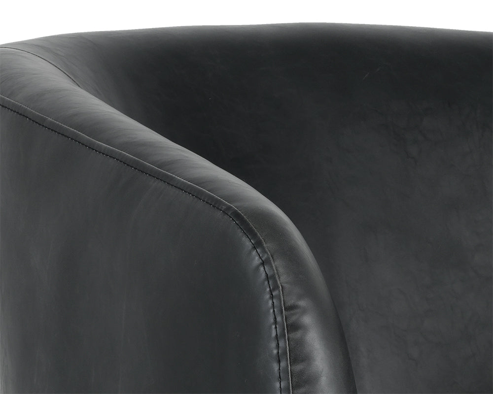 Sunpan Dax Swivel Lounge Chair in Coal Black / Havana Dark Brown