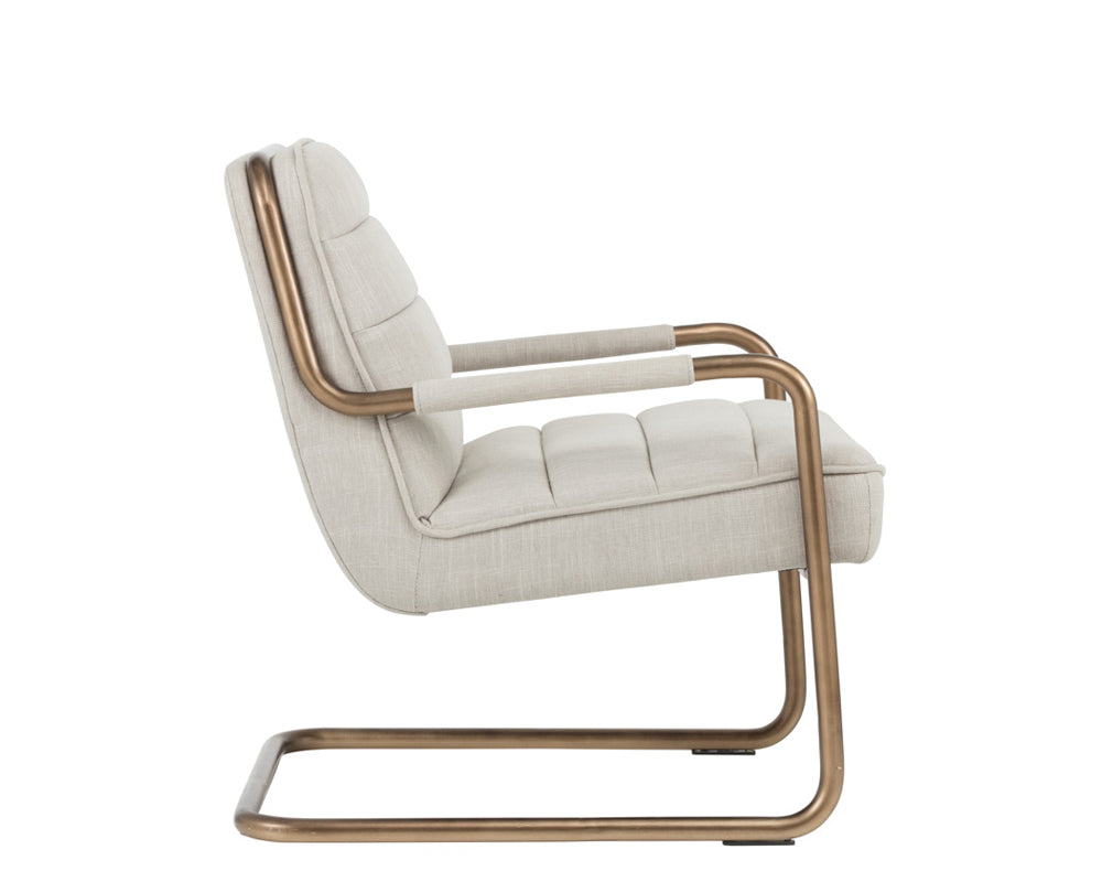 Sunpan Lincoln Lounge Chair in Beige Linen/Vintage Black/Vintage Blue/Vintage Cognac