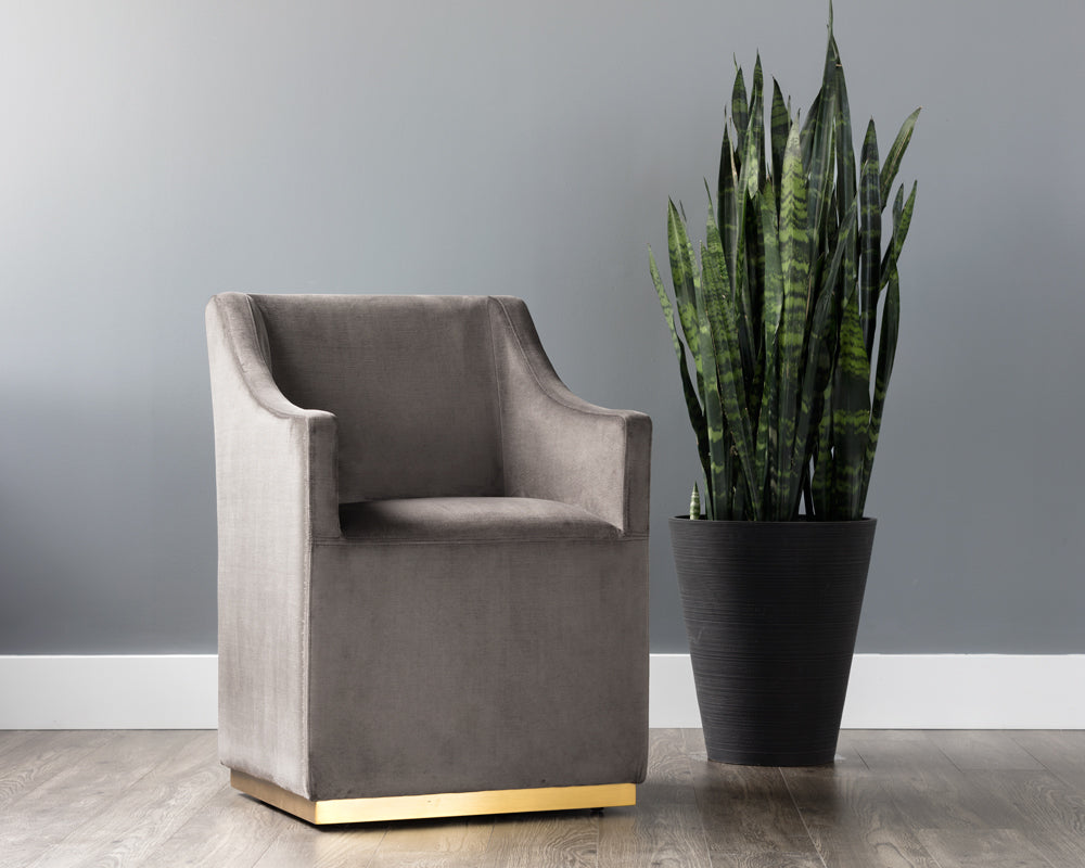 Sunpan Zane Wheeled Lounge Chair in Abbington Black/Piccolo Pebble/Piccolo Prosecco