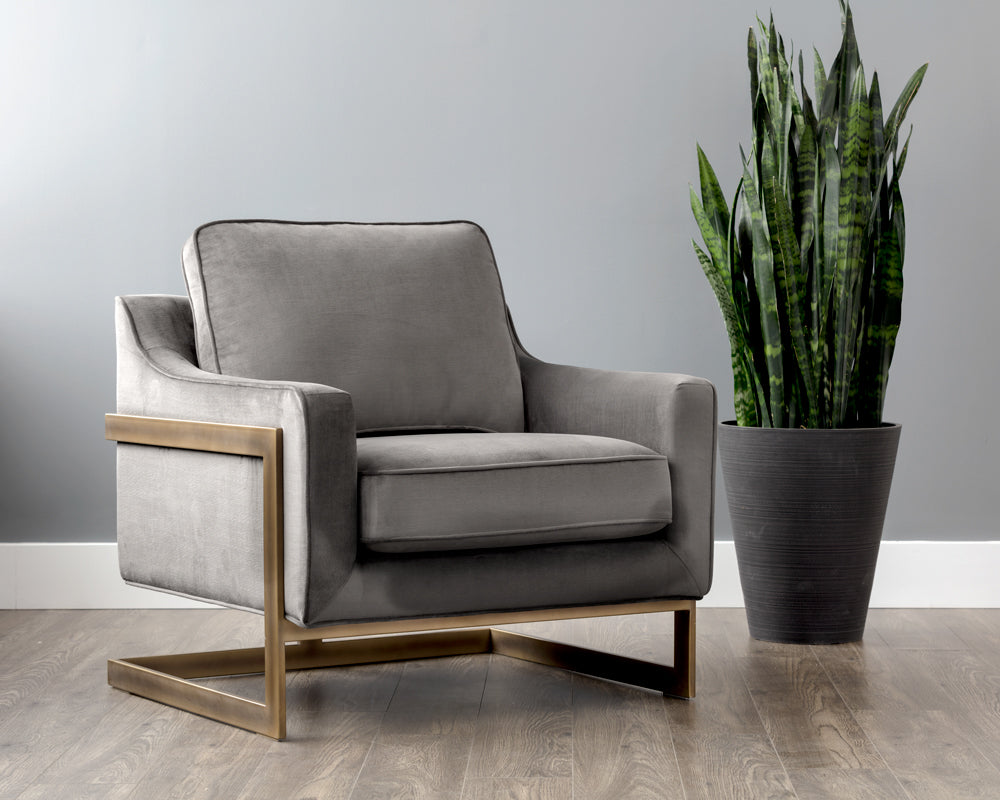 Sunpan Kalmin Lounge Chair - Abbington Black / Piccolo Pebble / Piccolo Prosecco