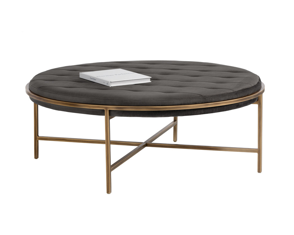 Sunpan Ethel Ottoman - Round - Piccolo Pebble / Piccolo Prosecco