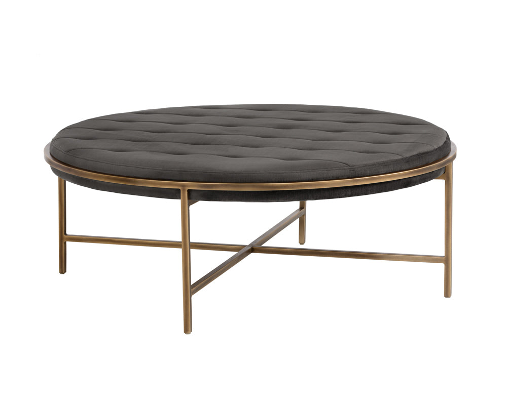 Sunpan Ethel Ottoman - Round - Piccolo Pebble / Piccolo Prosecco