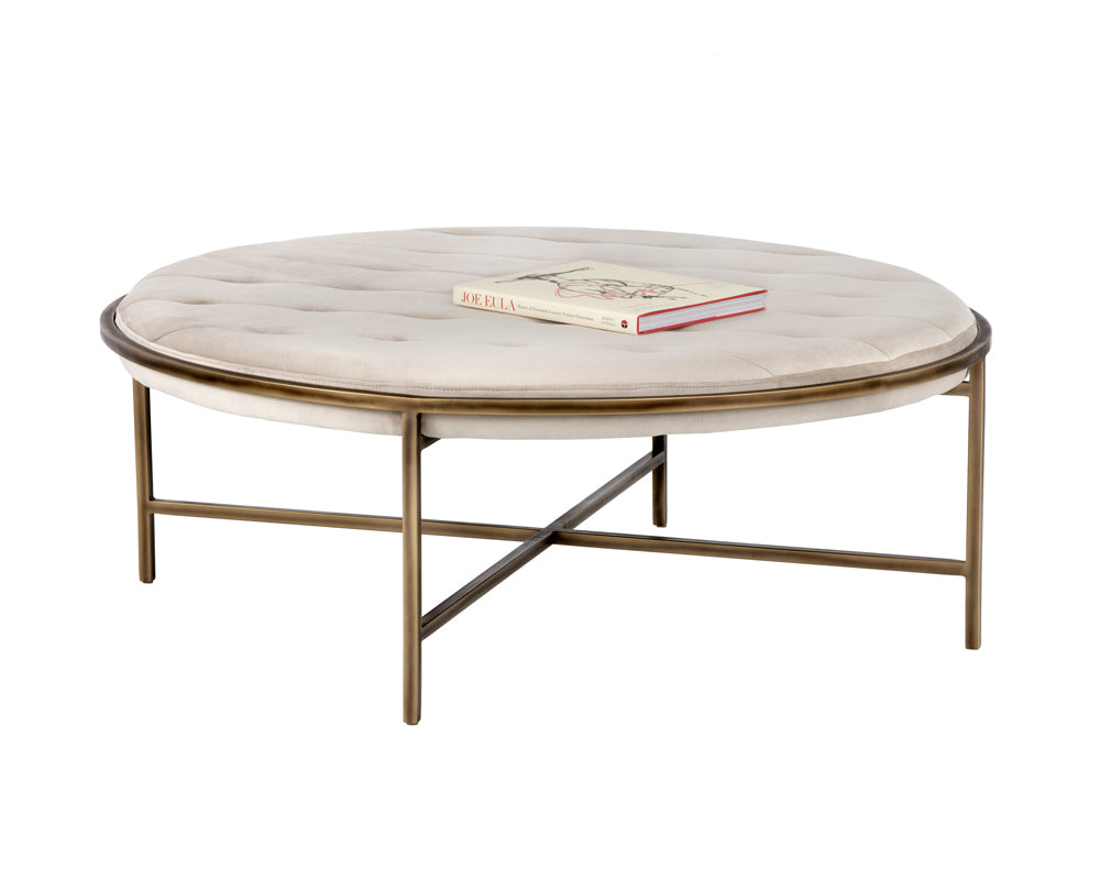 Sunpan Ethel Ottoman - Round - Piccolo Pebble / Piccolo Prosecco