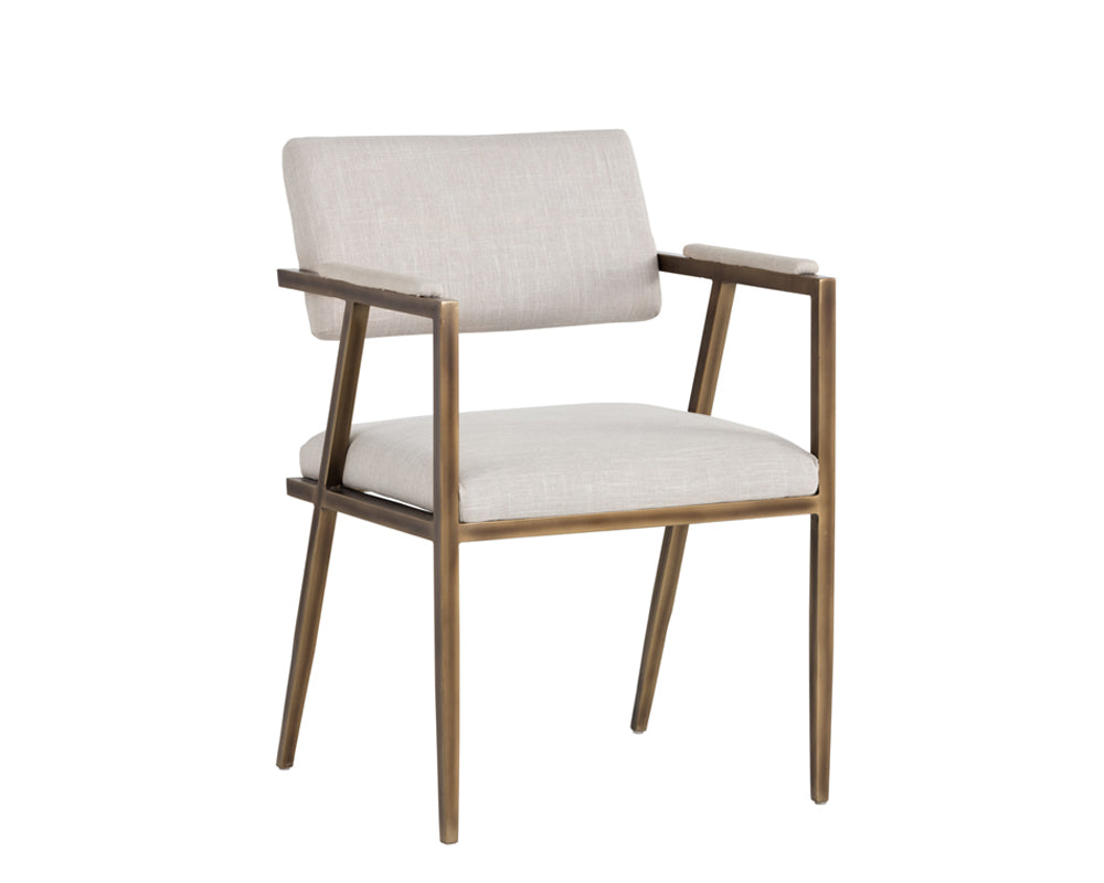 Sunpan Ventouz Dining Armchair in Beige Linen/Vintage Black