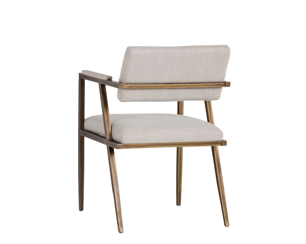 Sunpan Ventouz Dining Armchair in Beige Linen/Vintage Black
