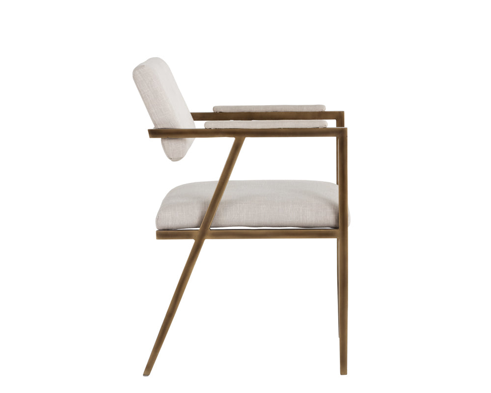 Sunpan Ventouz Dining Armchair in Beige Linen/Vintage Black