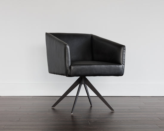 Sunpan Phoenix Swivel Dining Armchair - Coal Black