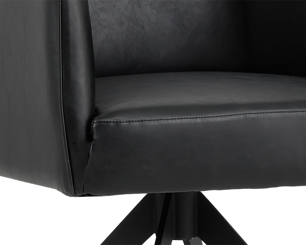 Sunpan Phoenix Swivel Dining Armchair - Coal Black