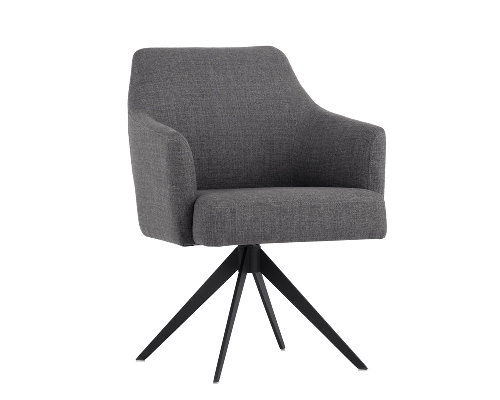 Sunpan Sydney Swivel Dining Armchair In Coastal Grey/Midnight Blue