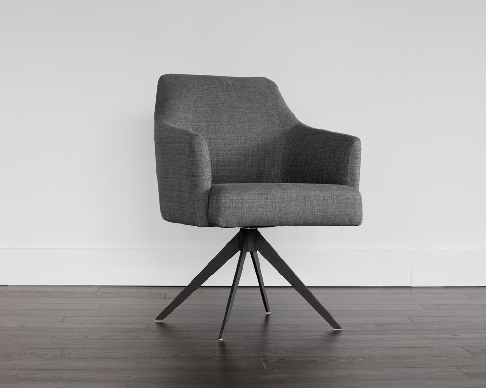 Sunpan Sydney Swivel Dining Armchair In Coastal Grey/Midnight Blue