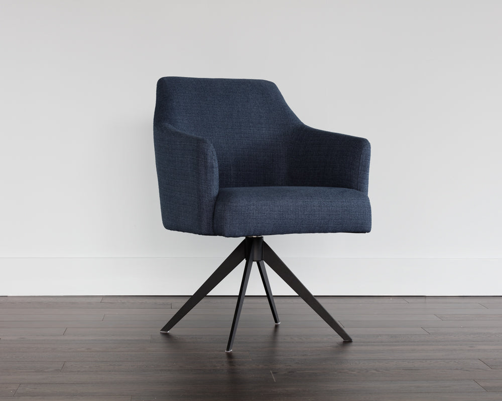 Sunpan Sydney Swivel Dining Armchair In Coastal Grey/Midnight Blue