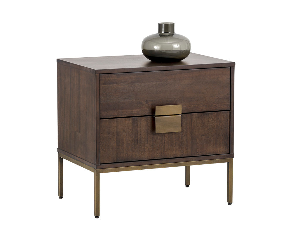 Sunpan Jade Nightstand - Antique Brass and Dark Mango/Antique Silver and Ash Grey