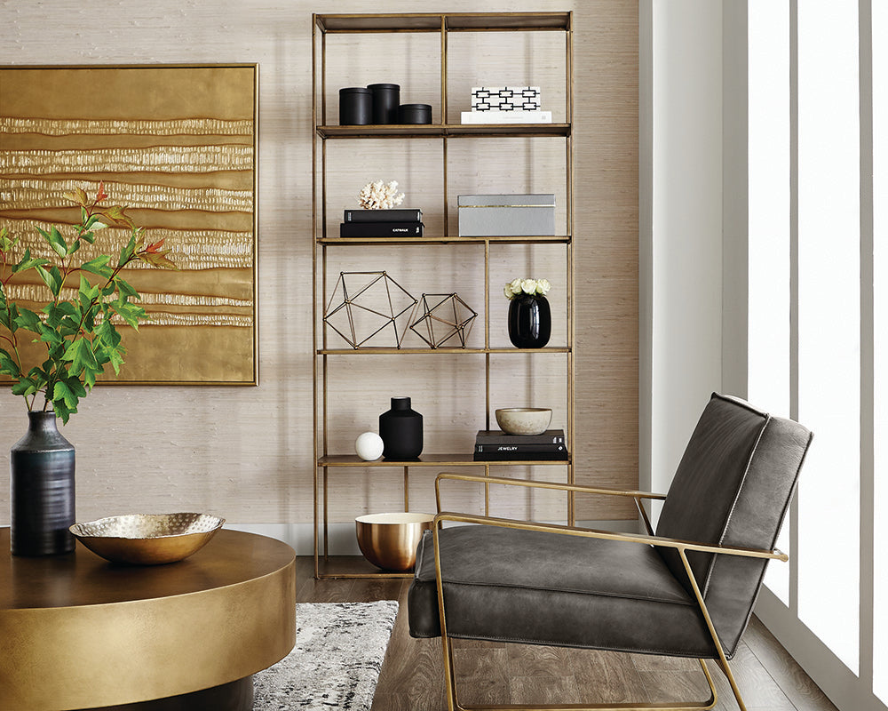 Sunpan Eiffel Bookcase - Large - Antique Brass/Black