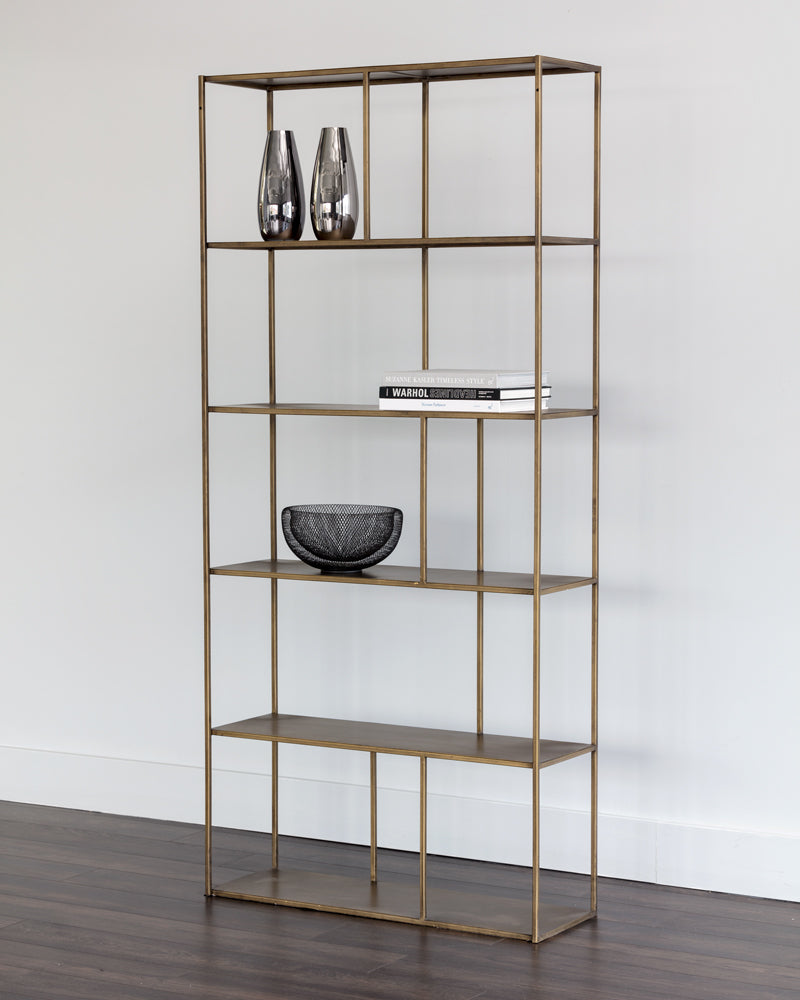 Sunpan Eiffel Bookcase - Large - Antique Brass/Black