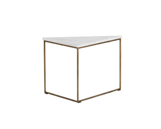 SUNPAN Tribute End Table - White Marble, Brown Marble