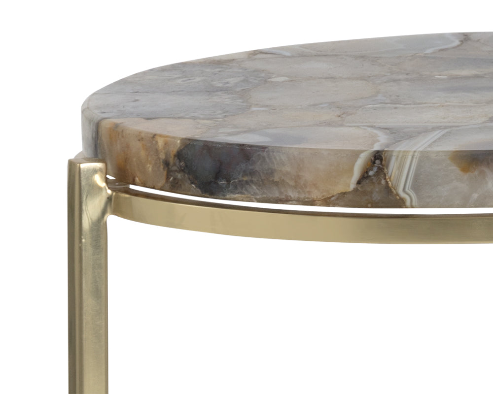 Sunpan Tillie End Table - Brass and Natural Agate Stone/Stainless Steel and Black Agate Stone
