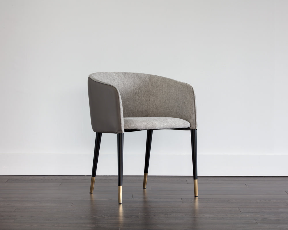 Sunpan Asher Dining Armchair - Abbington Black and Napa Black/Flint Grey and Napa Taupe/Sparrow Grey and Napa Black