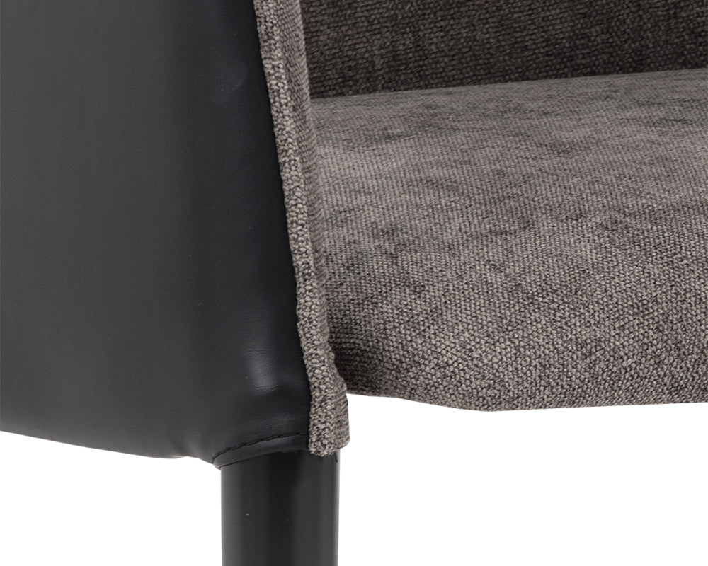 Sunpan Asher Dining Armchair - Abbington Black and Napa Black/Flint Grey and Napa Taupe/Sparrow Grey and Napa Black