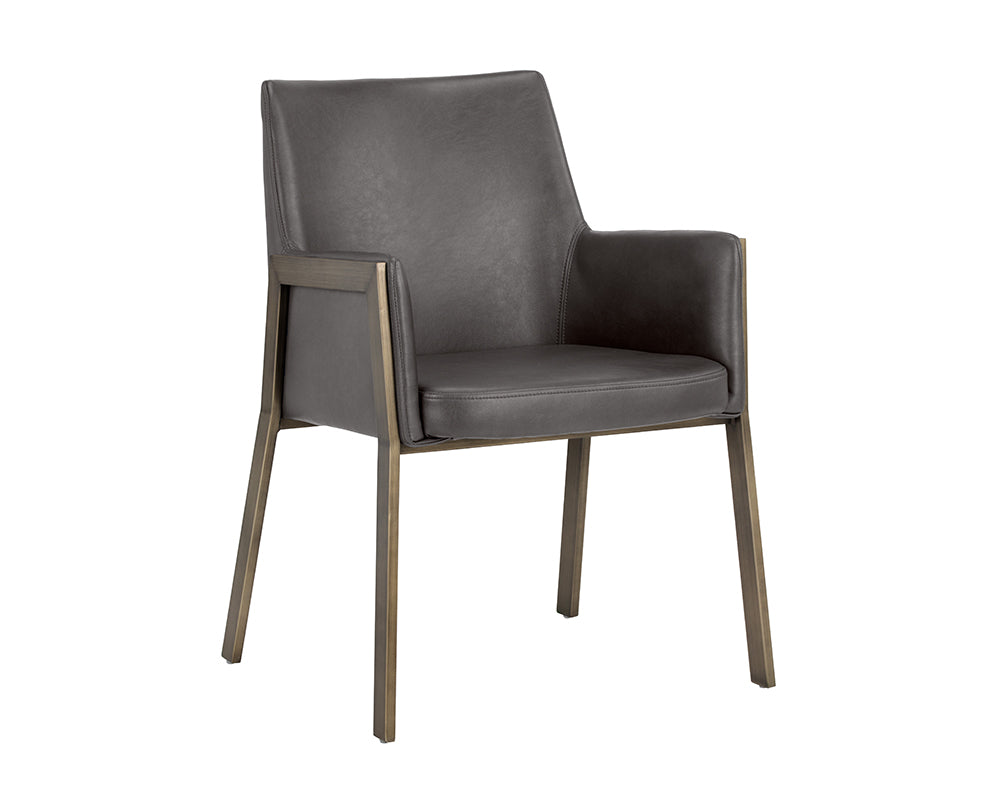 Sunpan Bernadette Dining Armchair - Bravo Admiral/Bravo Black/Bravo Cognac/Kendall Grey