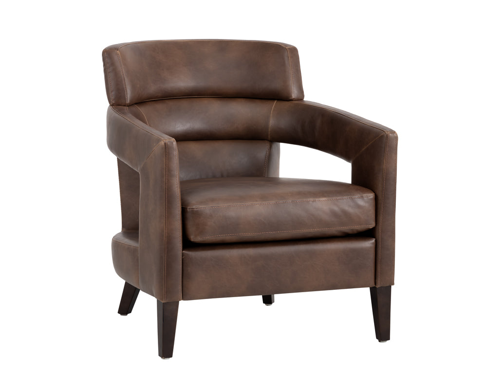Sunpan Bloor Lounge Chair - Coal Black/Havana Dark Brown