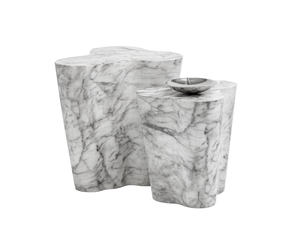 Sunpan Ava End Table - Large - Marble Look