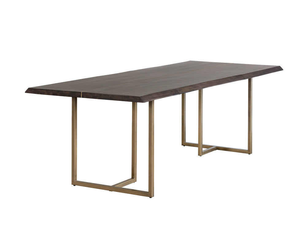 Sunpan Donnelly Dining Table In Antique Brass and Dark Mango/Ash Grey - 95"