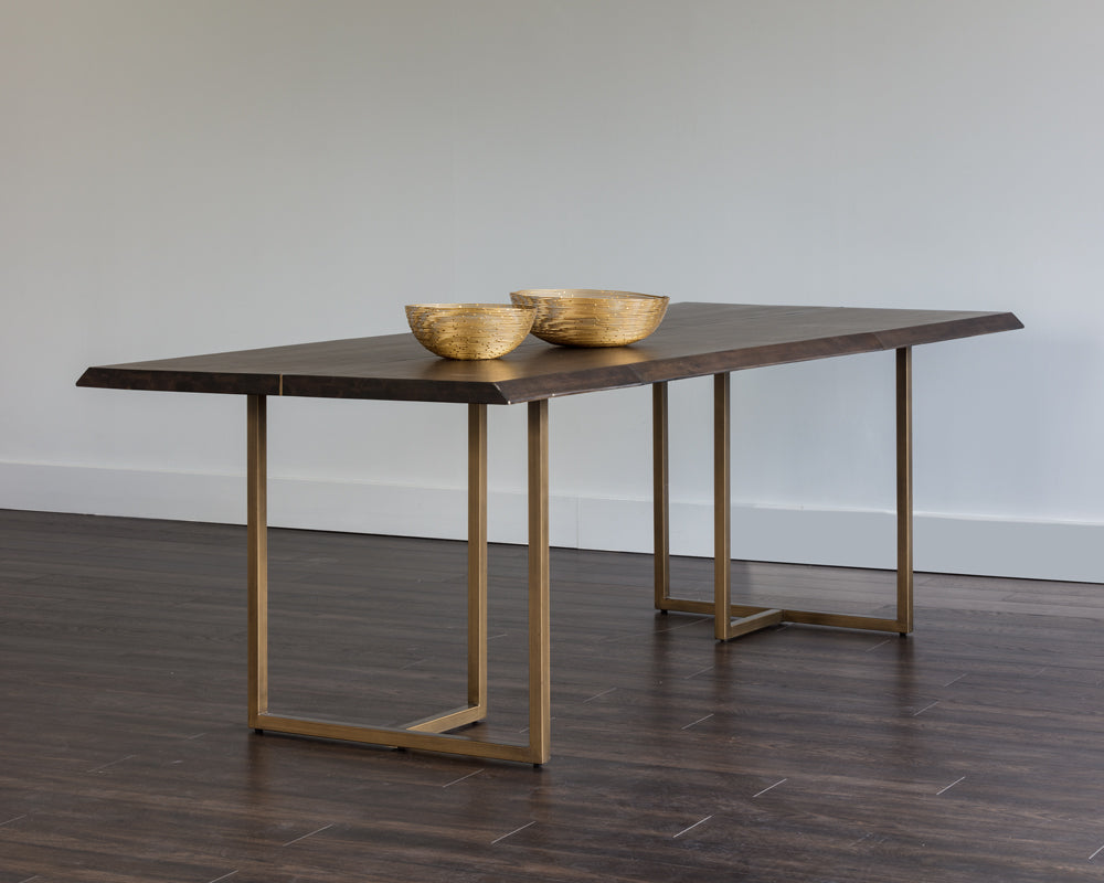 Sunpan Donnelly Dining Table In Antique Brass and Dark Mango/Ash Grey - 95"