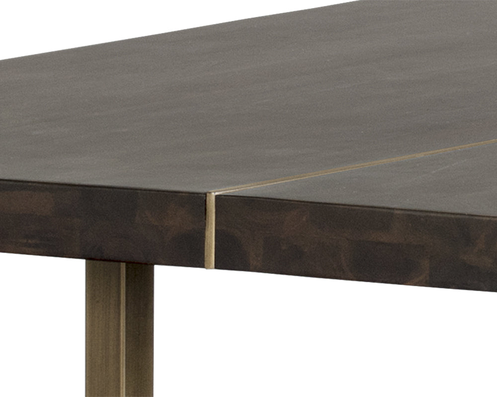 Sunpan Donnelly Dining Table In Antique Brass and Dark Mango/Ash Grey - 95"