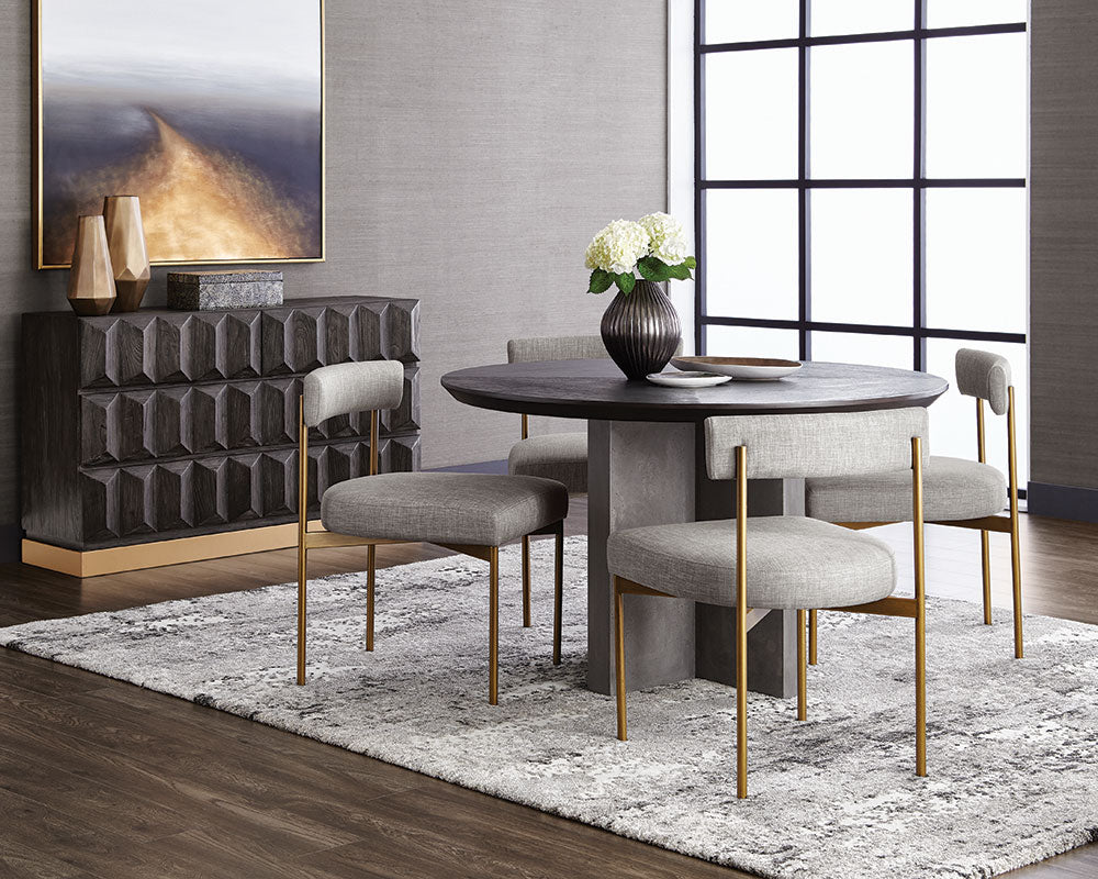 Sunpan Seneca Dining Chair - Antique Brass - Arena Cement/Arena Navy/Velvet Blush/Velvet Slate/Polo Club Stone