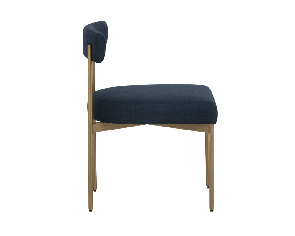 Sunpan Seneca Dining Chair - Antique Brass - Arena Cement/Arena Navy/Velvet Blush/Velvet Slate/Polo Club Stone