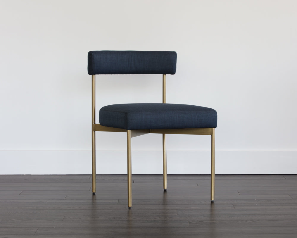 Sunpan Seneca Dining Chair - Antique Brass - Arena Cement/Arena Navy/Velvet Blush/Velvet Slate/Polo Club Stone