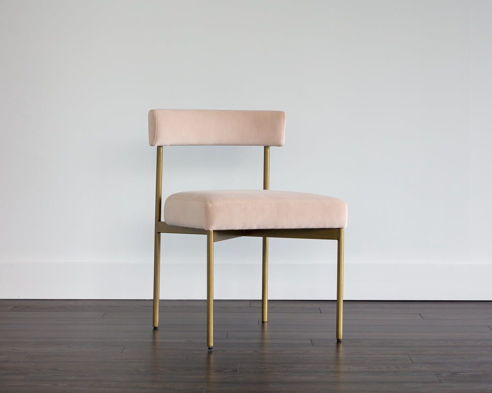 Sunpan Seneca Dining Chair - Antique Brass - Arena Cement/Arena Navy/Velvet Blush/Velvet Slate/Polo Club Stone