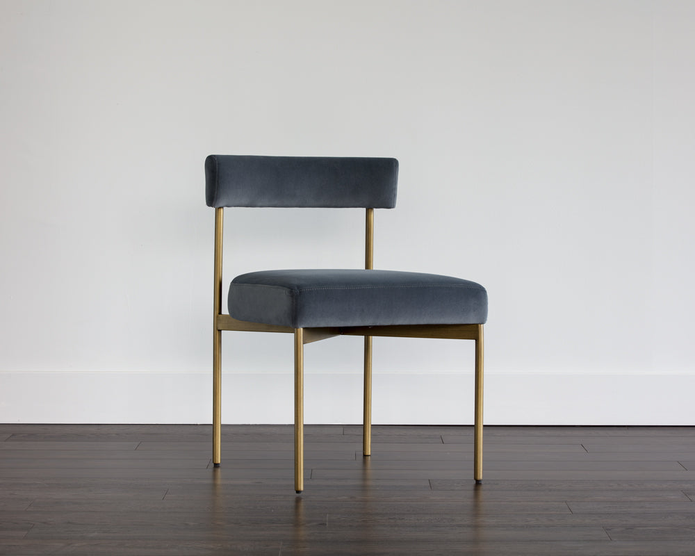 Sunpan Seneca Dining Chair - Antique Brass - Arena Cement/Arena Navy/Velvet Blush/Velvet Slate/Polo Club Stone
