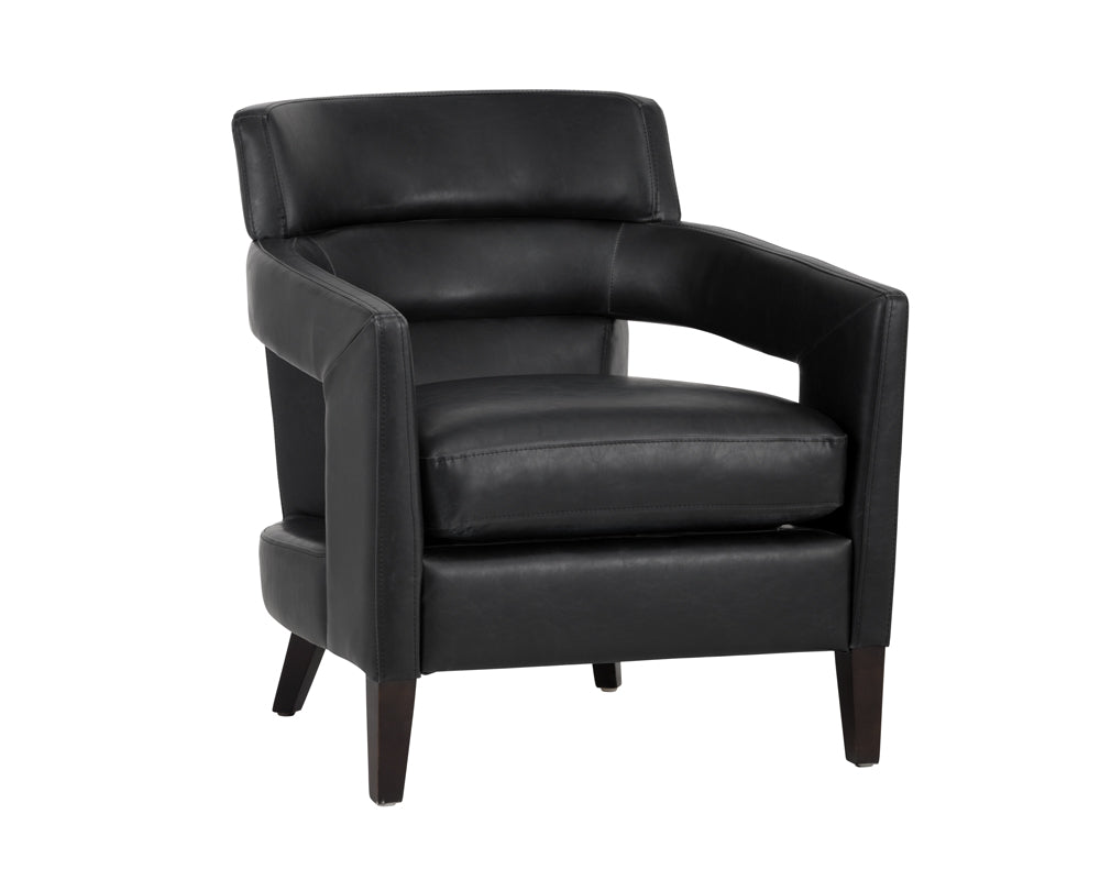 Sunpan Bloor Lounge Chair - Coal Black/Havana Dark Brown