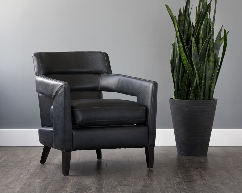 Sunpan Bloor Lounge Chair - Coal Black/Havana Dark Brown