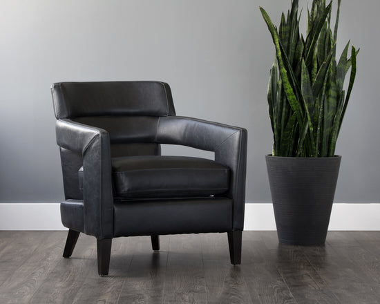 Sunpan Bloor Lounge Chair - Coal Black/Havana Dark Brown