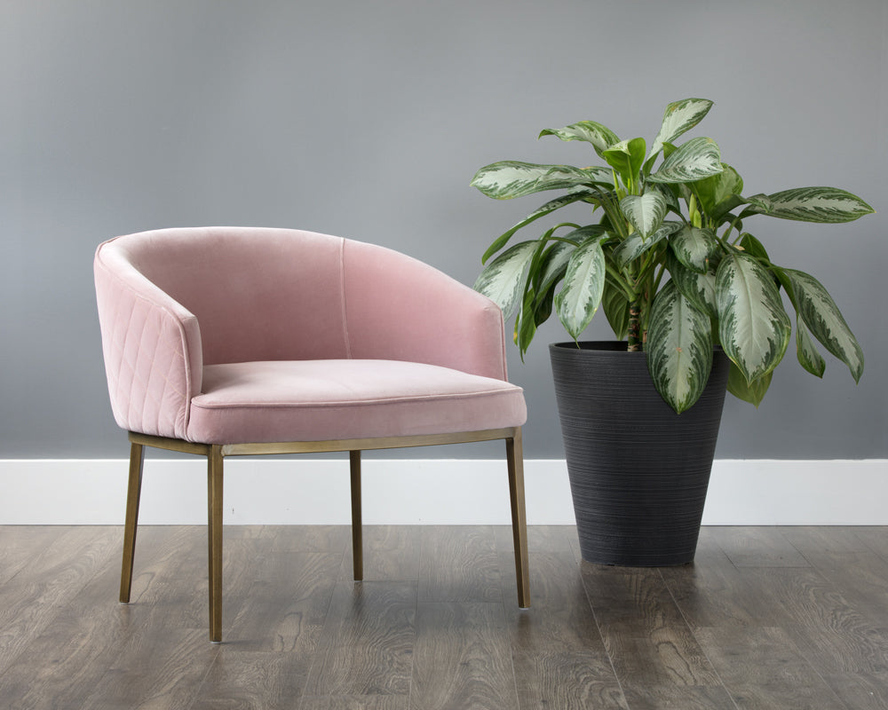 Sunpan Cornella Lounge Chair - Blush Pink/ Forest Green/Polo Club Stone/Shadow Grey