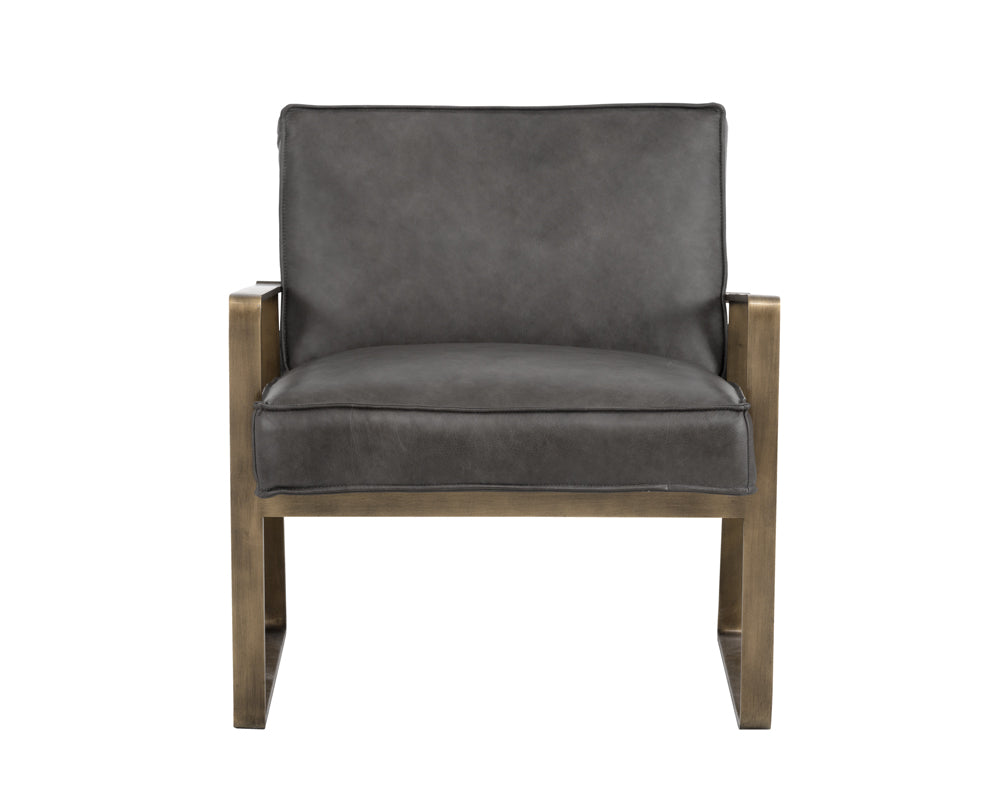 Sunpan Kristoffer Lounge Chair - Vintage Peacock/Steel Grey/Vanilla Leather