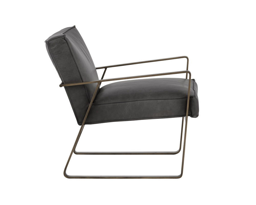 Sunpan Kristoffer Lounge Chair - Vintage Peacock/Steel Grey/Vanilla Leather